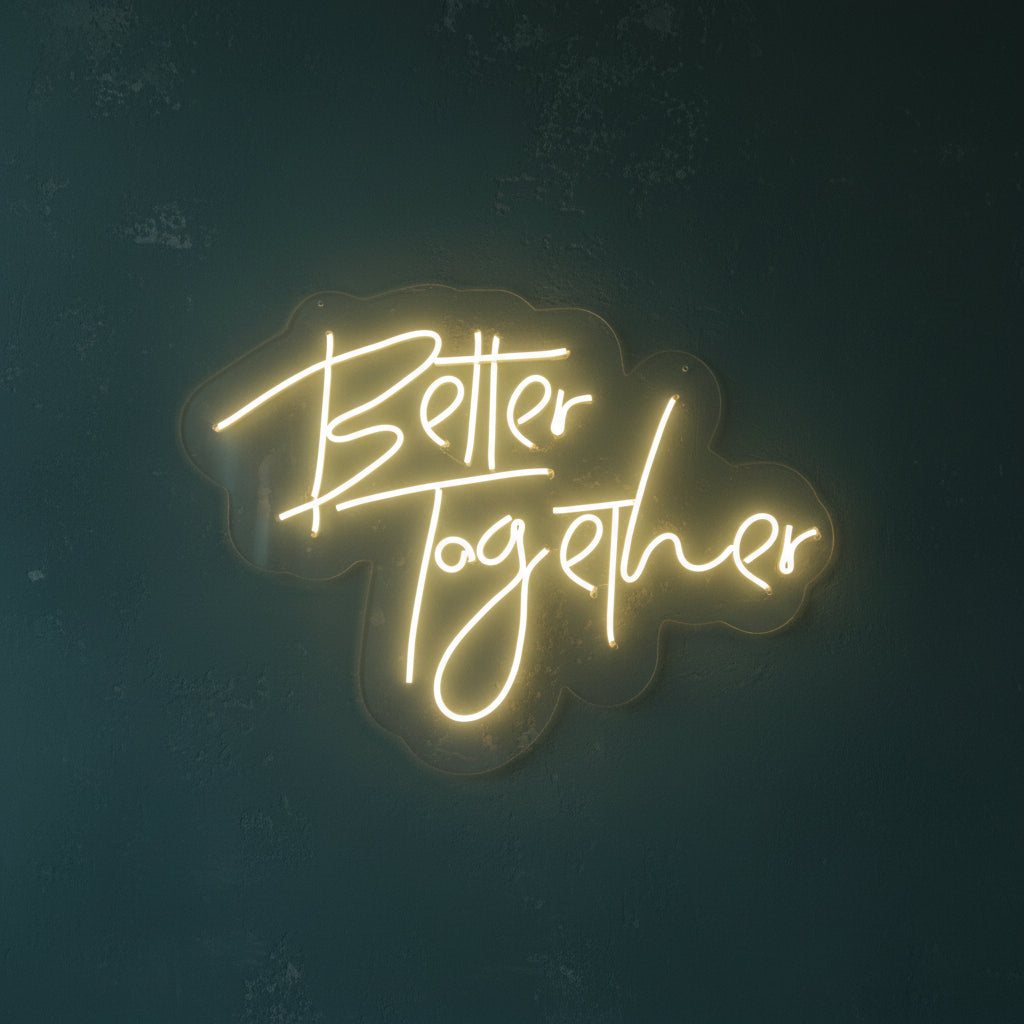 better together neon sign board warm white neon light aesthetic wall decor