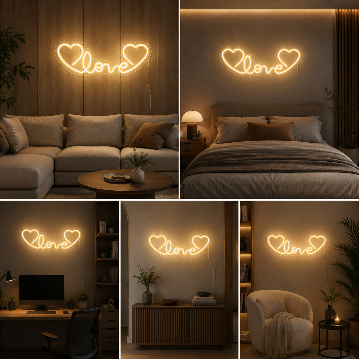 Love Heart Neon Sign Board | Custom Neon Light | LED Neon Light Name Plate for Bedroom Decor