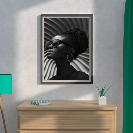 black aesthetic portrait canvas painting frame monochrome woman wall decor modern living room