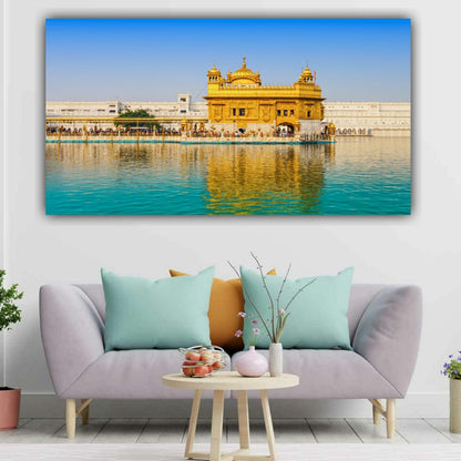 Beautiful Golden Temple Canvas Painting Frame for Living Room Canvas Wall painting Frame for Living Room Wall Decor | Gifting