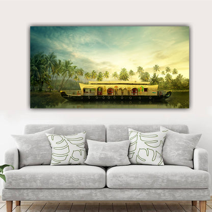 Beautiful Canvas Painting with Frame for Wall Decoration A Boat