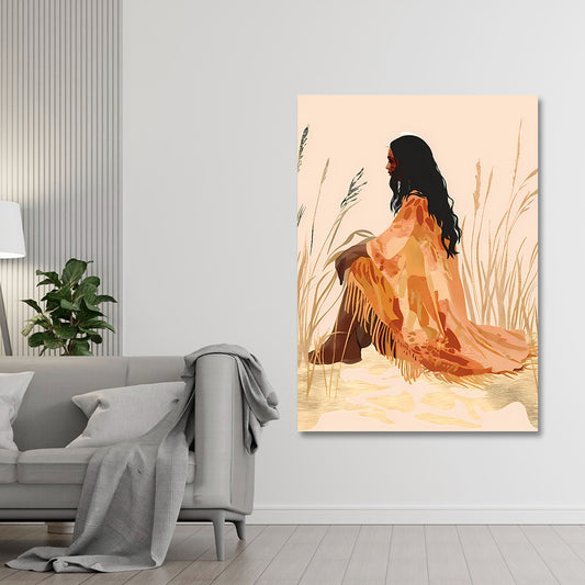bohemian woman canvas painting frame minimalist boho painting on canvas wall decor