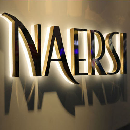 brushed rose gold metal letter signage for corporate branding and premium wall decor