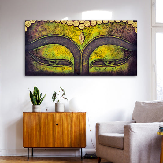 buddha eyes abstract wall painting large spiritual canvas art for living room decor
