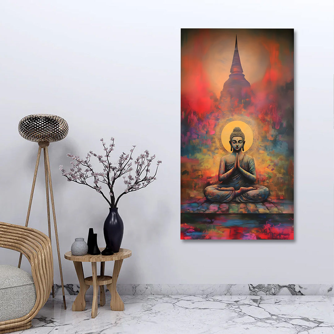 Buddha meditation abstract canvas painting frame spiritual wall decor for living room