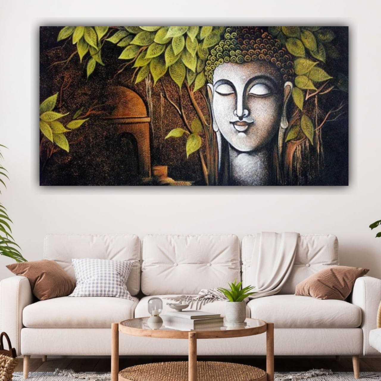 buddha face canvas painting frame spiritual meditation painting on canvas wall decor for living room