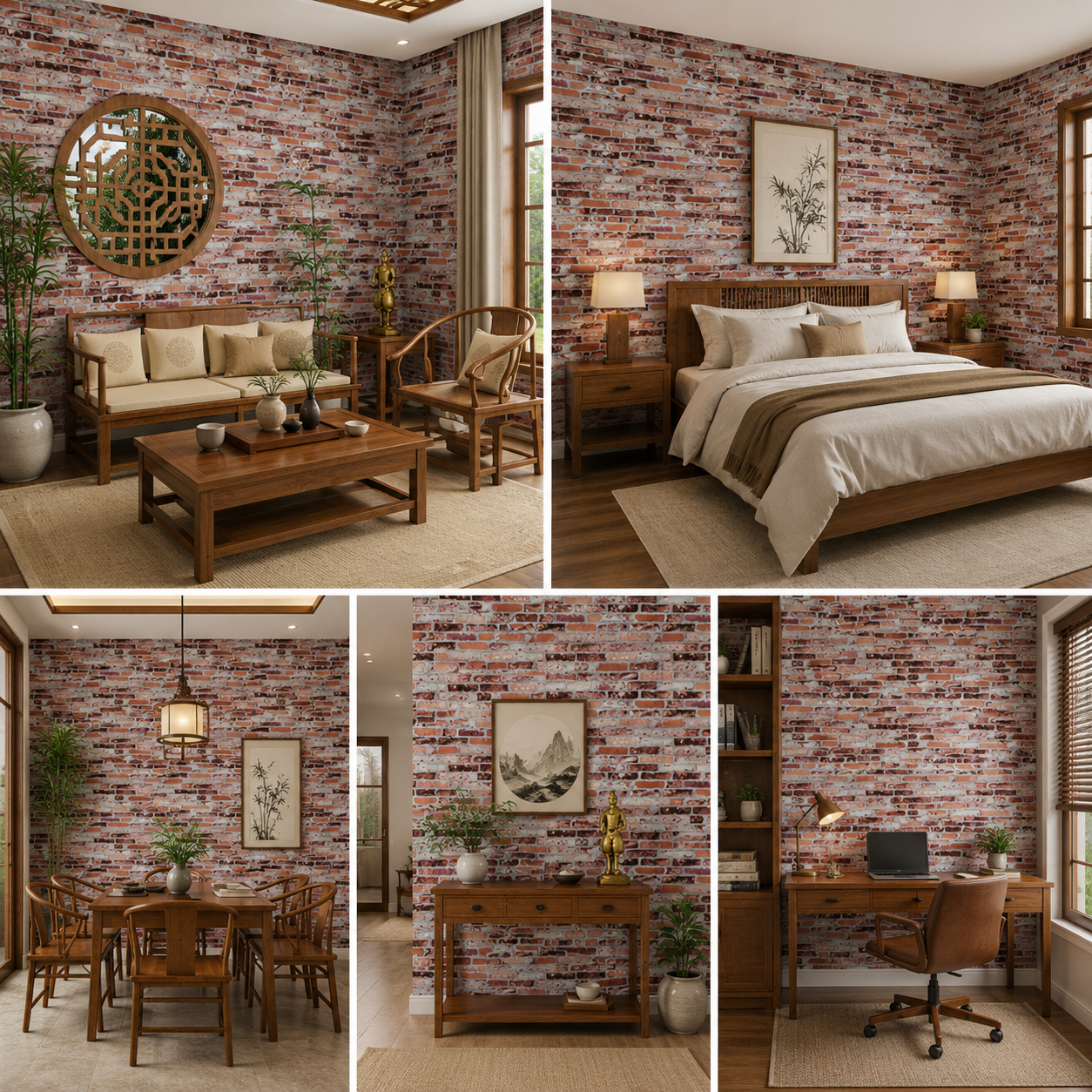 3D Wallpaper Brick Design Washable, 1 Roll/57 Sq Ft (53 X1000Cm)
