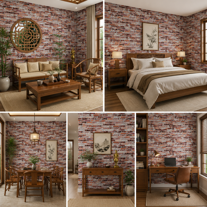 3D Wallpaper Brick Design Washable, 1 Roll/57 Sq Ft (53 X1000Cm)