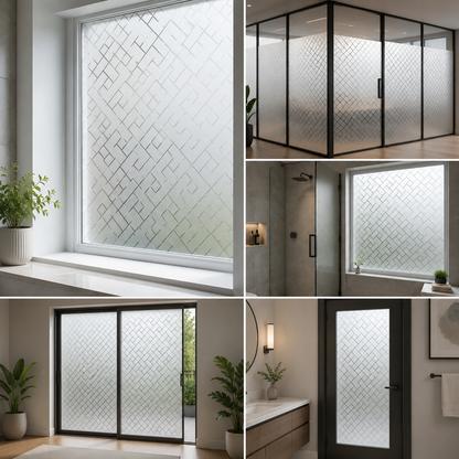 Bamboo Design Frosted Glass Film for Doors & Windows | Decorative Nature Privacy Vinyl for Home & Office | Printed Glass Sticker