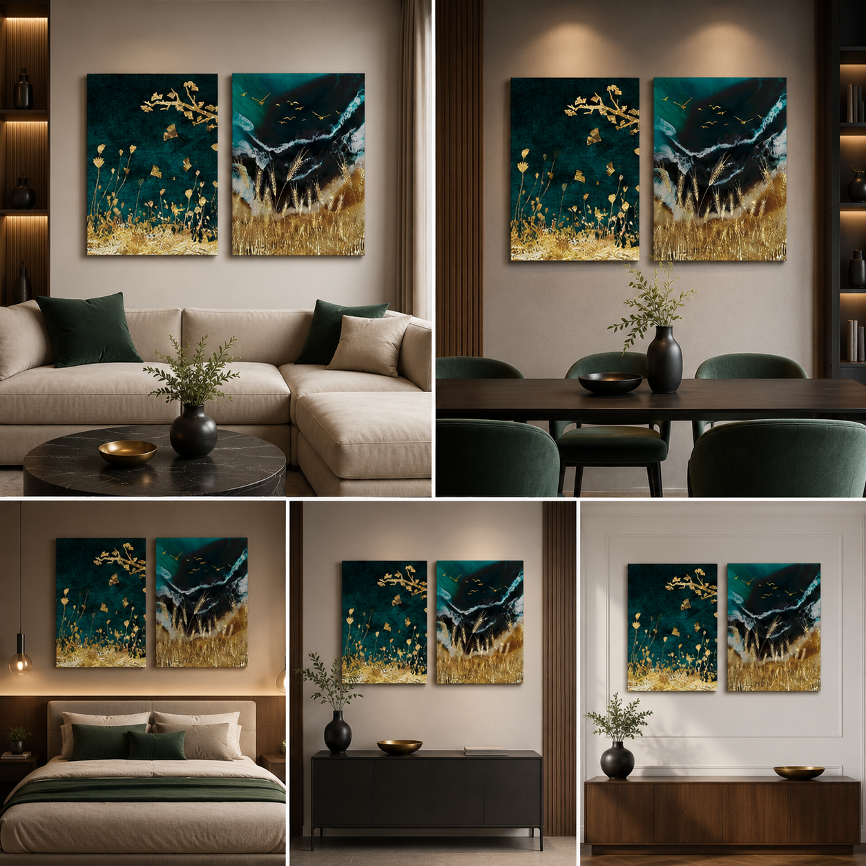 Abstract Nature Canvas Painting Wall Art – Large Size Frame (18 x 24 Inches Each Part)