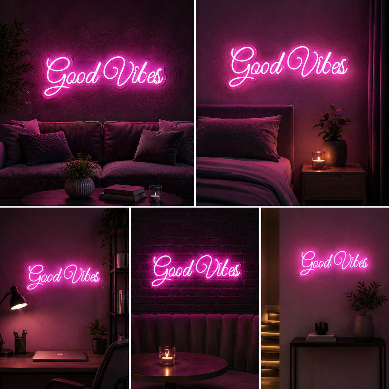 Good Vibes Neon Sign Board | LED Neon Light Sign for Aesthetic Room Decor & Wall Decoration