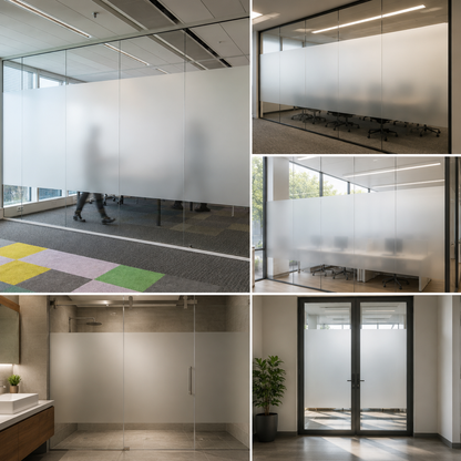Gradient Frosted Glass Film for Office Partitions | Modern Fade Privacy Vinyl for Glass Walls & Doors | Designer Glass Frosting