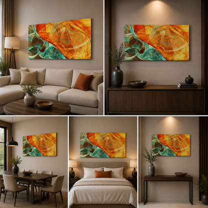 Colours Wave Abstract Canvas Painting with Frame for Wall Decor