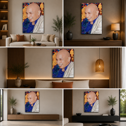 Guruji Artistic Portrait Canvas Wall Art | Modern Devotional Painting for Home & Meditation Decor
