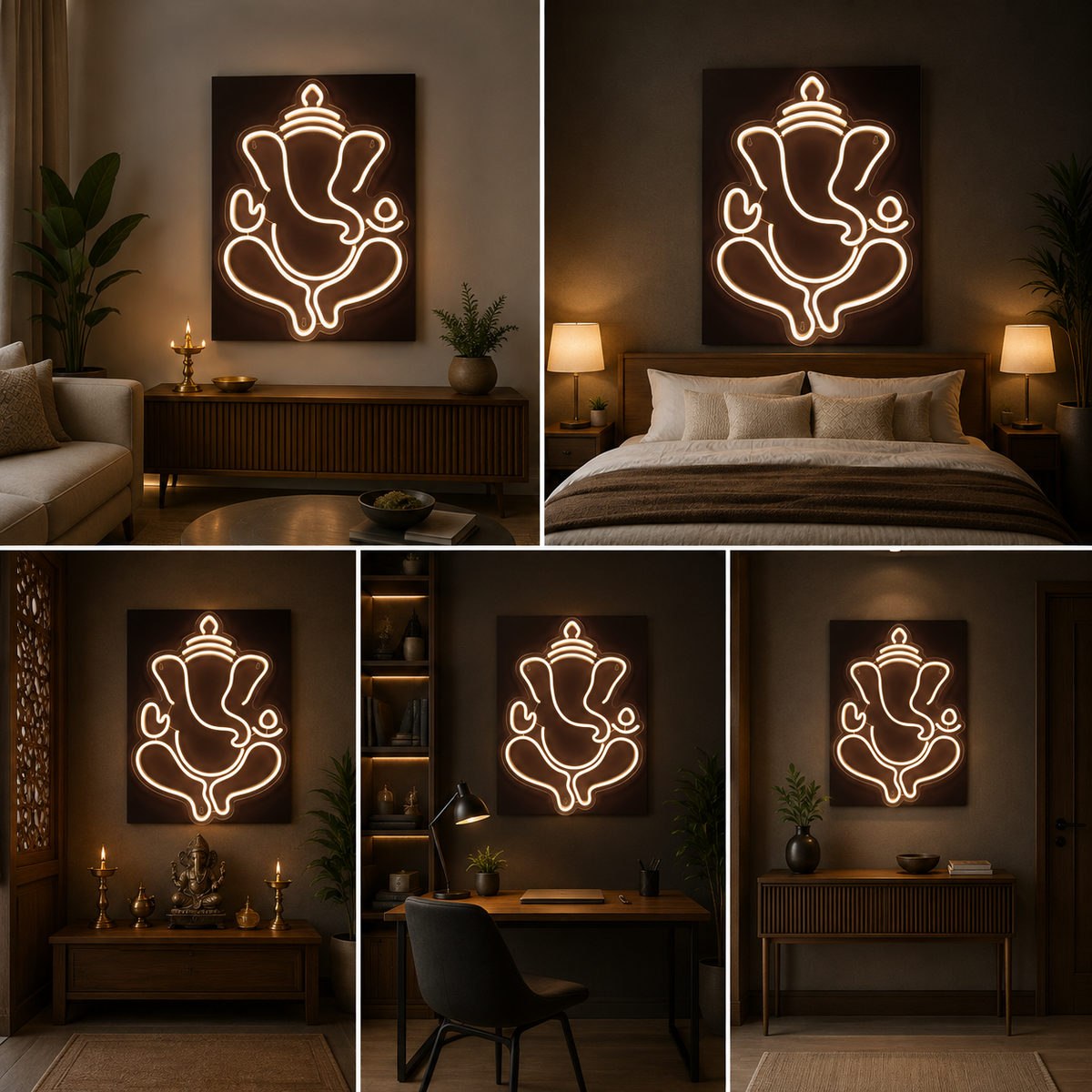 LED Neon Ganesha Wall Sign for Home, Office, Cafe and Modern Interior Decor Lighting