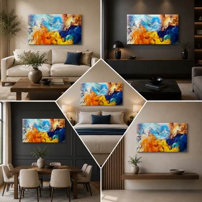 Abstract Canvas Painting with Frame for Living Room Wall Decor