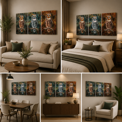 Owl Bird Painting Frame for Living Room Decor (12x18 In)