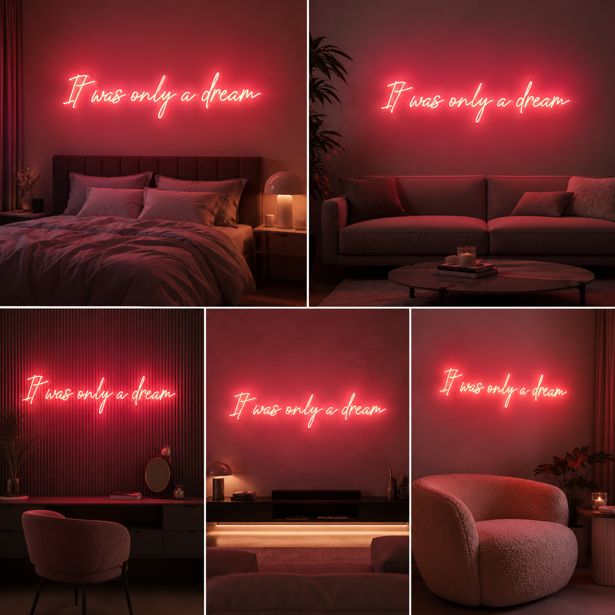 It Was Only A Dream Neon Sign Board | LED Neon Light Sign for Bedroom Aesthetic Wall Decor