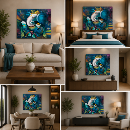 Lord Ganesha Painting Canvas Wall Frame for Home