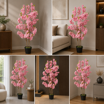 Artificial Peach Blossom Trees Cherry Blossom Tree For Living Room 185 cm