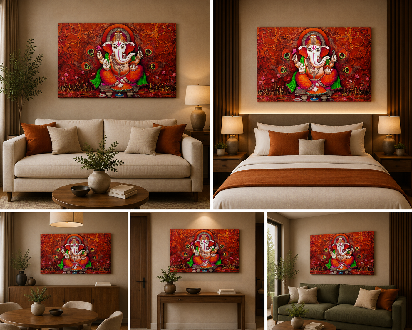 Lord Ganesha Wall Painting | Spiritual Canvas Art for Living Room & Home Decor