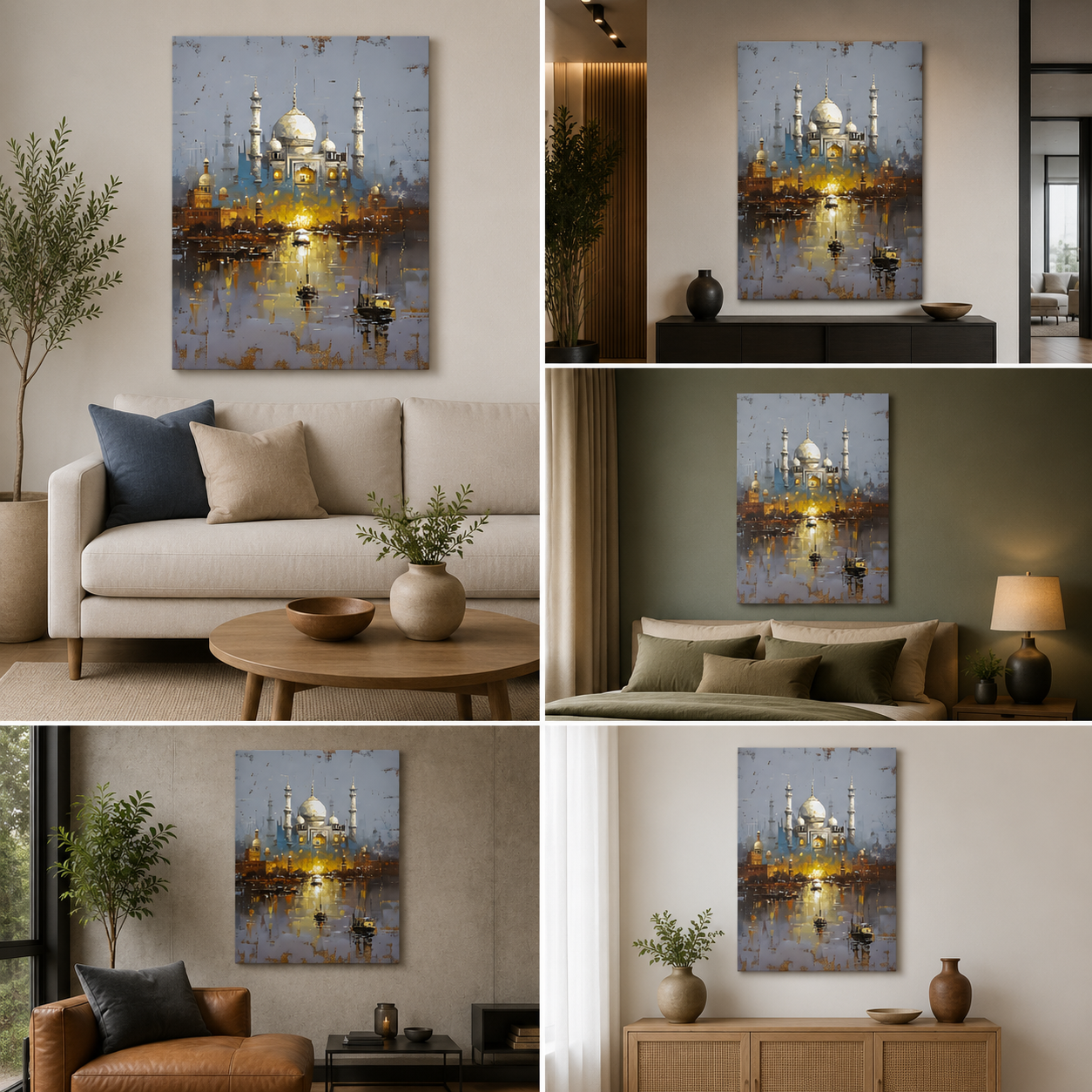 Taj Mahal Canvas Painting Frame – Elegant Taj Mahal Landscape Canvas Wall Art Painting Frame for Living Room Wall Decor