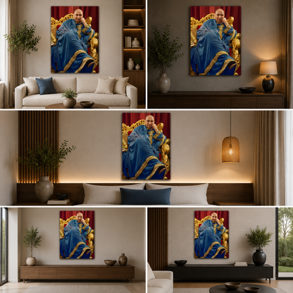 Spiritual Guru Royal Portrait Canvas Wall Art | Premium Religious Photo Frame for Home & Temple Decor