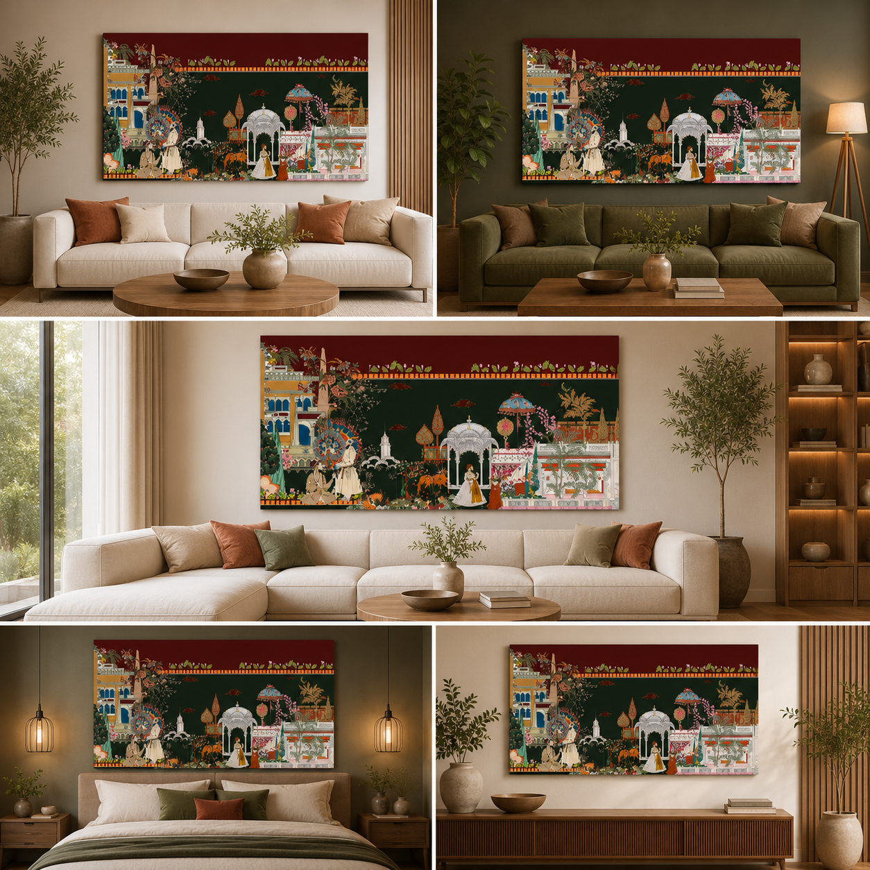Royal Mughal Court Scene Canvas Wall Painting | Traditional Indian Miniature Artwork | Premium Heritage Wall Decor