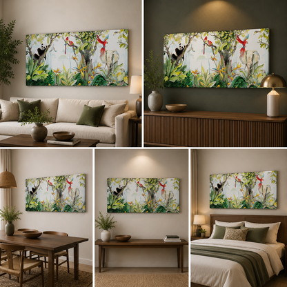 Tropical Jungle Animals Canvas Wall Painting | Wildlife Nature Wall Art