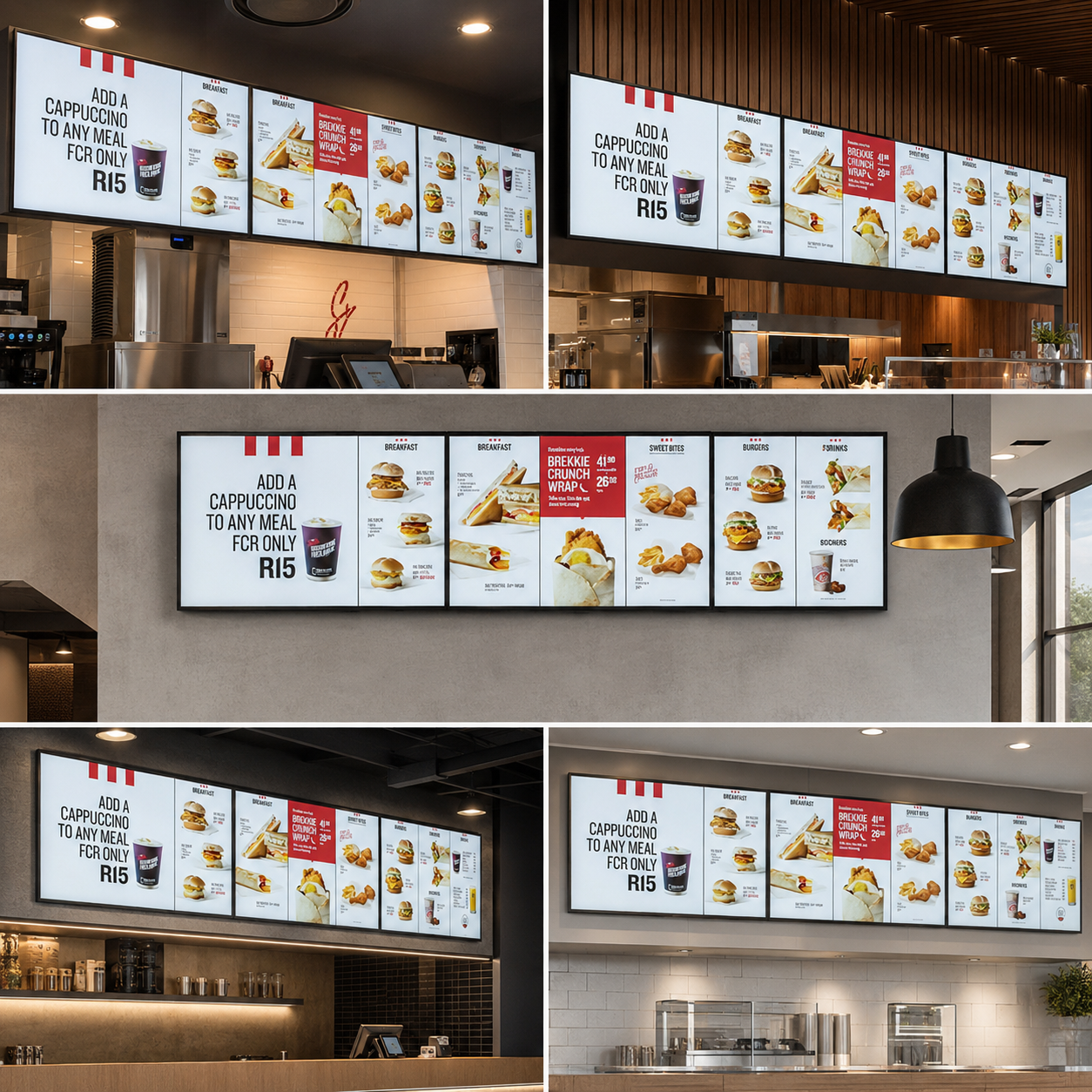 LED Backlit Menu Board System | Multi Panel Illuminated Restaurant Display for Café, QSR & Food Chains