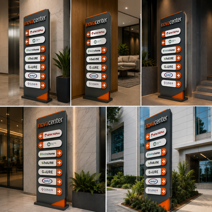 Corporate Directory Totem Sign Board with LED Elements for Business Parks, Office Complex & Wayfinding Signage