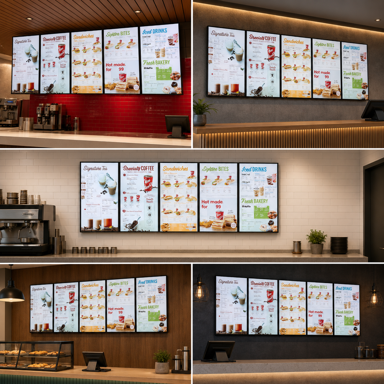 LED Menu Board Display System for QSR | Backlit Multi Panel Restaurant Menu Signage for Café & Food Chains
