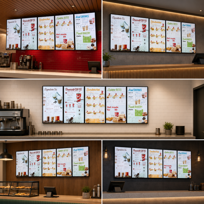 LED Menu Board Display System for QSR | Backlit Multi Panel Restaurant Menu Signage for Café & Food Chains