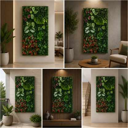 Artificial Vertical Garden, Artificial Wall Flower for Wall Decor | Artificial Green Wall Hanging Plants | Wall Decoration (16 by 24 Inches)