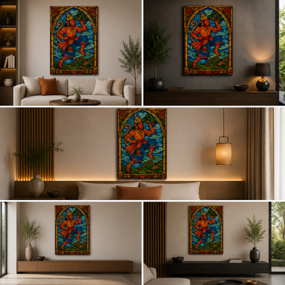 Hanuman Ji Canvas Wall Art | Spiritual Hindu God Painting for Home, Temple & Living Room Decor