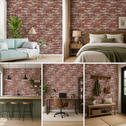 Wall Paper for Wall Decor, Non Adhesive Wallpaper for Walls Living Room, Bedroom (53 x 1000 cm, Roll 57sqft, Brick Design)