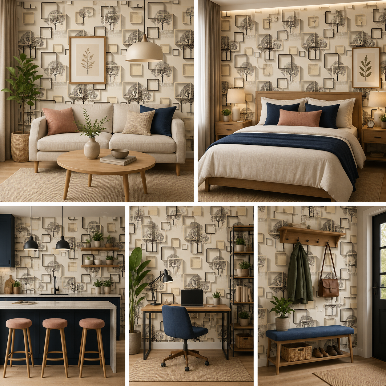 Self-Adhesive Wallpaper Peel and Stick Decorative Abstract Design Wall Covering 45cm X 3Mtr (PVC, Roll 14.5 Sqft, Peach)