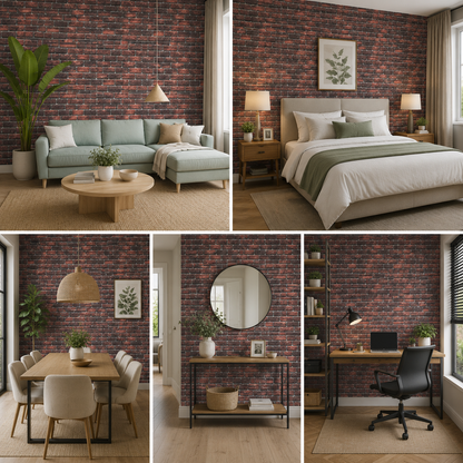 PVC Self-Adhesive 3D Brick Design Wallpaper, 57 sq. ft