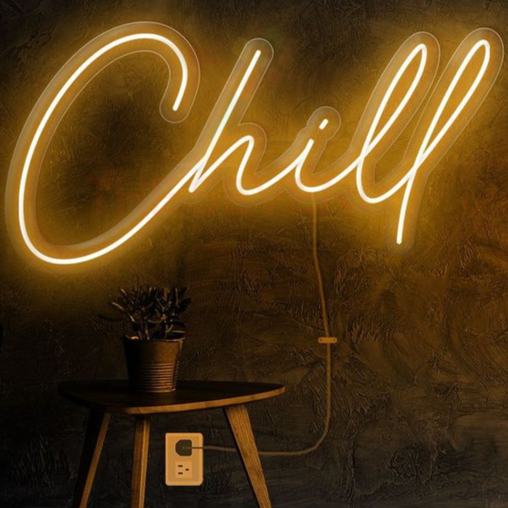 Chill neon sign board warm white neon light sign aesthetic wall decor