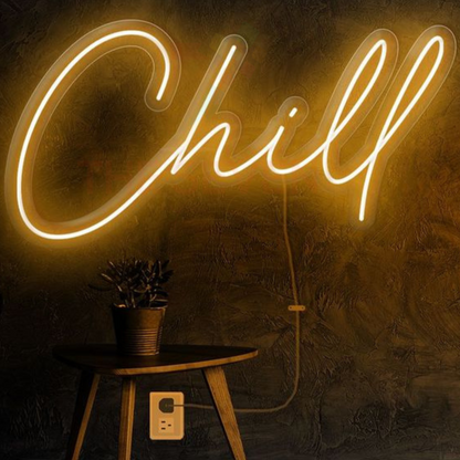 Chill neon sign board warm white neon light sign aesthetic wall decor