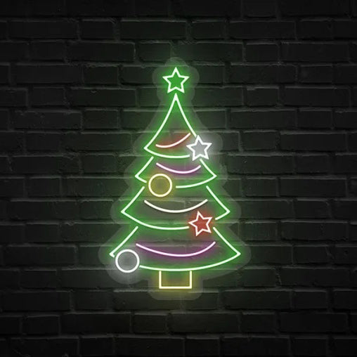 Christmas Tree Neon Sign Board LED Festive Neon Light Wall Decor
