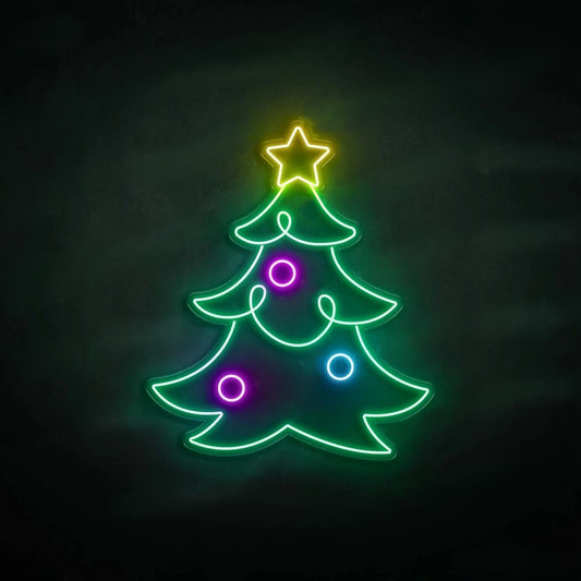 Classic Christmas Tree Neon Sign Board Green LED Neon Light Wall Decor