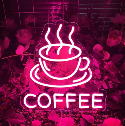coffee cup neon sign board customised pink neon light signs cafe wall decor custom neon sign