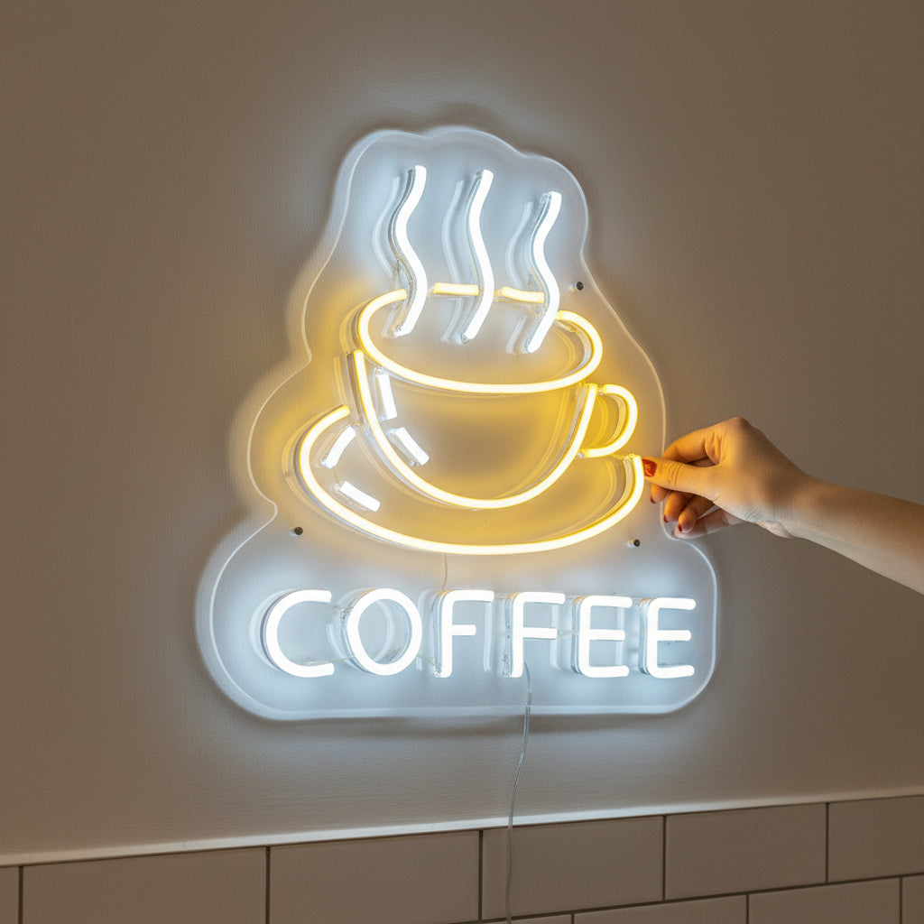 coffee neon sign board led neon light coffee cup wall decor cafe neon sign