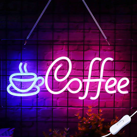 coffee neon sign board with cup icon led neon light cafe wall decor