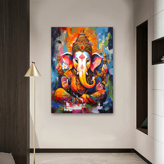 Colorful Lord Ganesha wall painting modern abstract spiritual canvas art for home decor