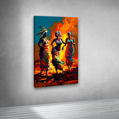 colorful African women dancing painting cultural artwork modern wall decor