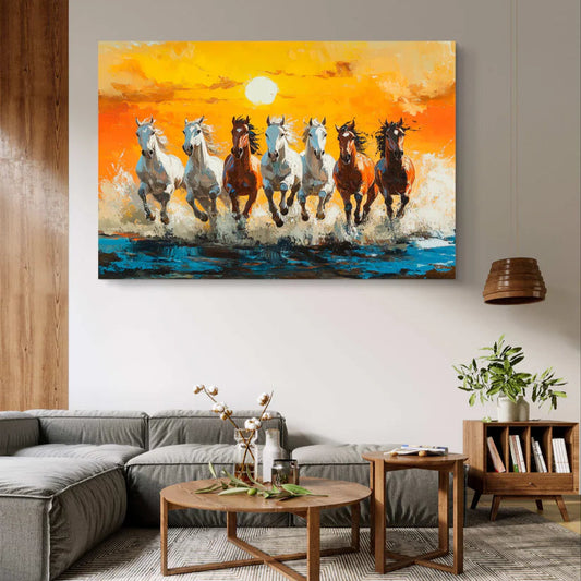 colorful running horses wall art canvas sunset horse painting decor