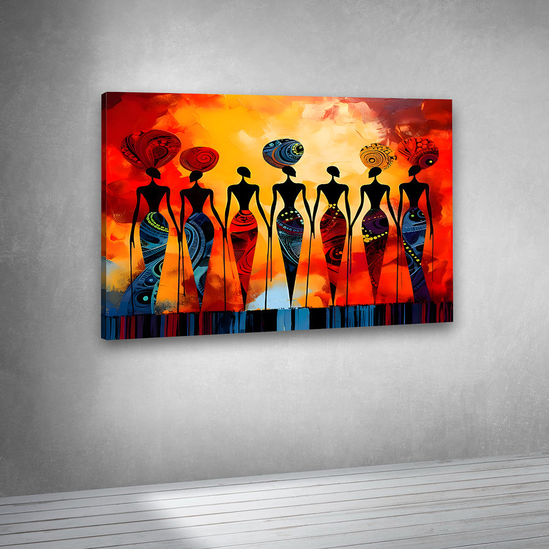 colorful tribal women artwork modern ethnic canvas wall art