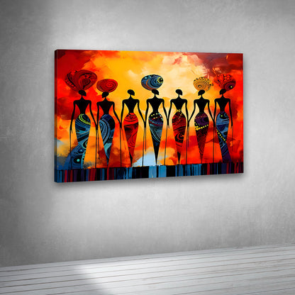 colorful tribal women artwork modern ethnic canvas wall art